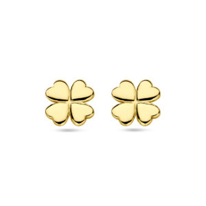 oorknoppen klavertje 7 mm 14K geelgoud