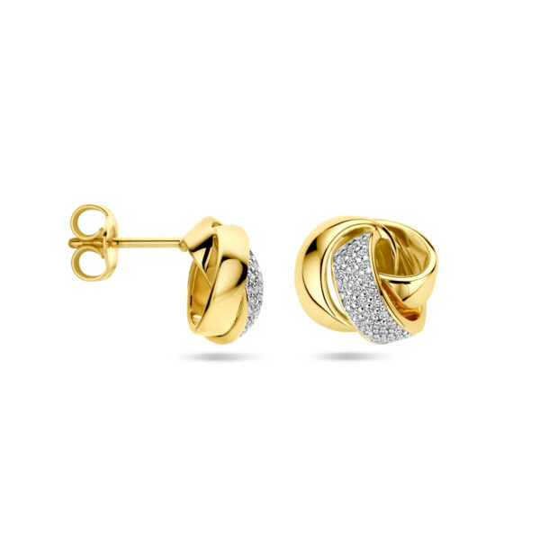 oorknoppen knoop diamant 0.19ct (2x 0.095ct) h si 14K geelgoud - Afbeelding 3