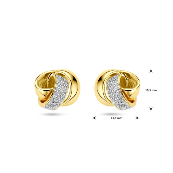 oorknoppen knoop diamant 0.19ct (2x 0.095ct) h si 14K geelgoud - Afbeelding 4
