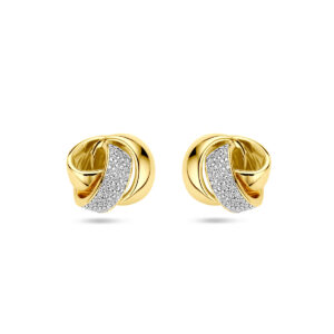 oorknoppen knoop diamant 0.19ct (2x 0.095ct) h si 14K geelgoud