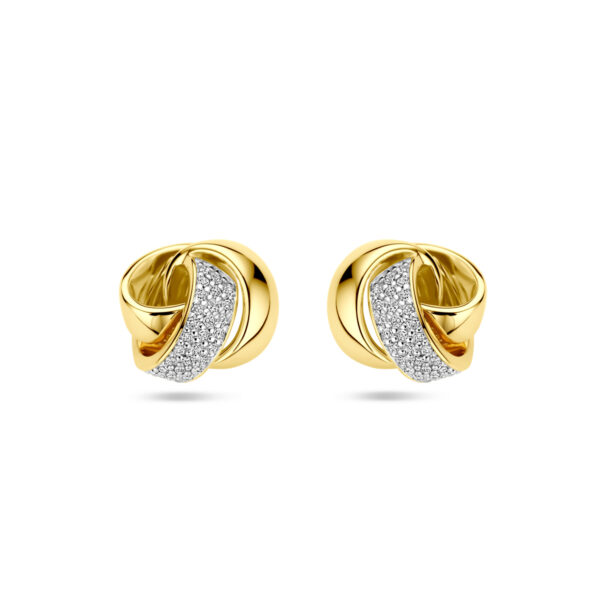 oorknoppen knoop diamant 0.19ct (2x 0.095ct) h si 14K geelgoud