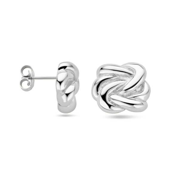oorknoppen knoop zilver gerhodineerd - Afbeelding 3
