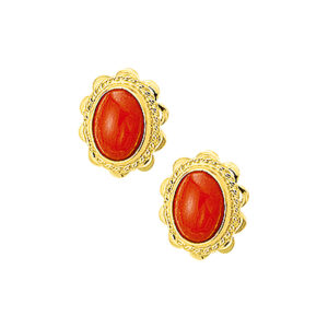 oorknoppen koraal 14K geelgoud