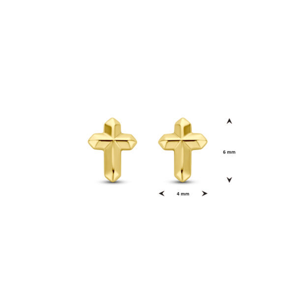 oorknoppen kruis 6 mm 14K geelgoud - Afbeelding 4