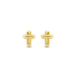 oorknoppen kruis 6 mm 14K geelgoud