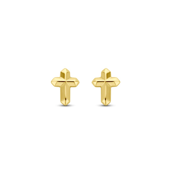 oorknoppen kruis 6 mm 14K geelgoud