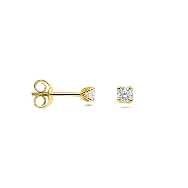 oorknoppen lab grown diamant 0.20ct. (2x 0.10ct) h si 3,25 mm 14K geelgoud - Afbeelding 3