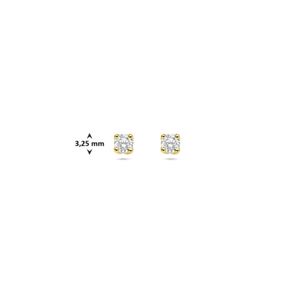 oorknoppen lab grown diamant 0.20ct. (2x 0.10ct) h si 3,25 mm 14K geelgoud - Afbeelding 4