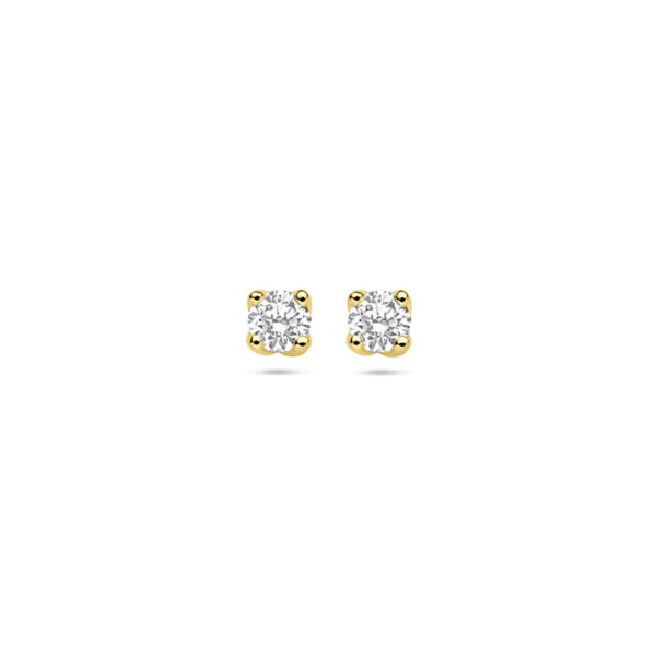 oorknoppen lab grown diamant 0.20ct. (2x 0.10ct) h si 3,25 mm 14K geelgoud