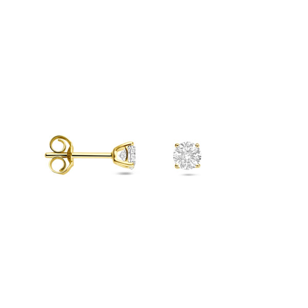 oorknoppen lab grown diamant 0.50ct (2x 0.25ct) h si 4 mm 14K geelgoud - Afbeelding 3