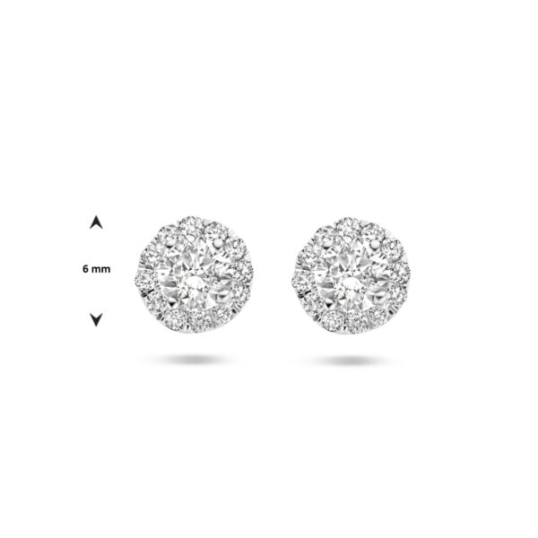 oorknoppen lab grown diamant 0.66ct (2x 0.33ct) h si halo 14K witgoud met palladium - Afbeelding 4