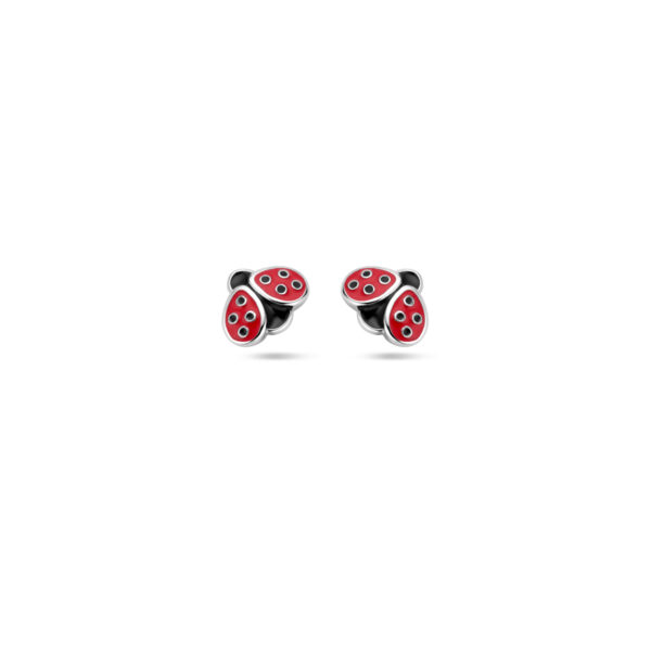 oorknoppen lieveheersbeestje emaille zilver gerhodineerd