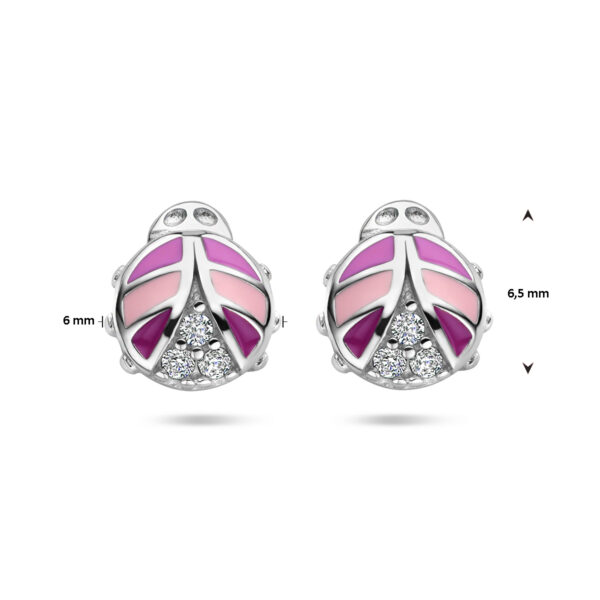 oorknoppen lieveheersbeestje zirkonia zilver gerhodineerd - Afbeelding 4