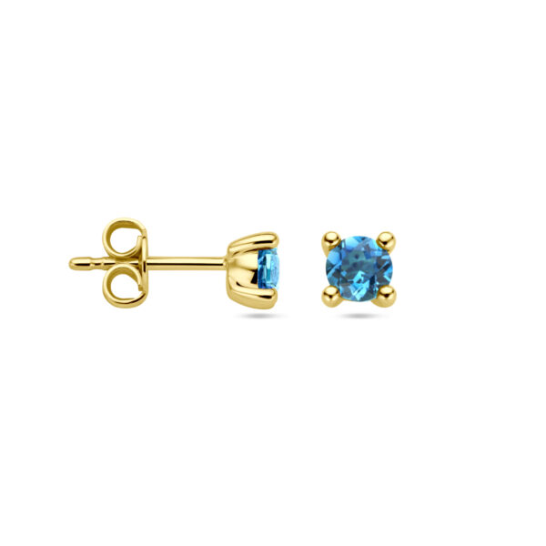oorknoppen london blue topaas 14K geelgoud - Afbeelding 3