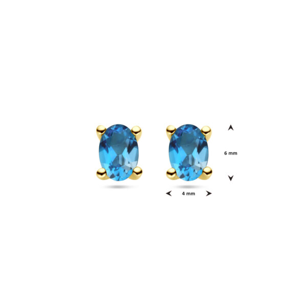 oorknoppen london blue topaas 14K geelgoud - Afbeelding 4