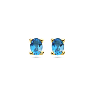 oorknoppen london blue topaas 14K geelgoud