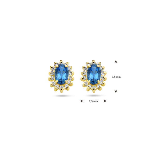 oorknoppen london blue topaas en diamant 0.22ct (2x 0.11ct) h si 14K geelgoud - Afbeelding 4
