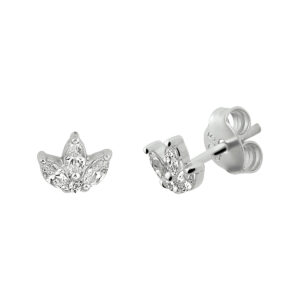 oorknoppen lotus zirkonia zilver gerhodineerd