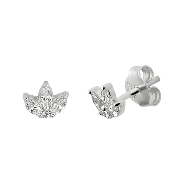 oorknoppen lotus zirkonia zilver gerhodineerd