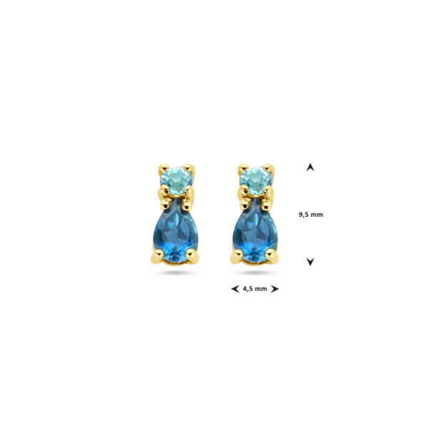 oorknoppen met london blue topaas en sky blue topaas 14K geelgoud - Afbeelding 4