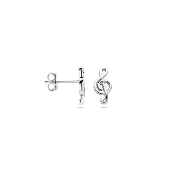 oorknoppen muzieknoot 12 mm zilver gerhodineerd - Afbeelding 3