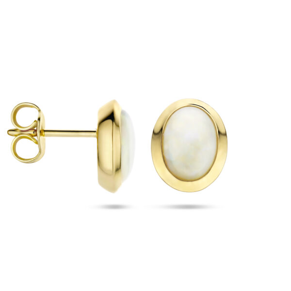 oorknoppen opaal 14K geelgoud - Afbeelding 3