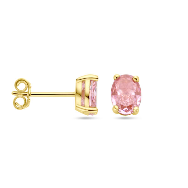 oorknoppen padparadscha zirkonia 14K geelgoud - Afbeelding 3