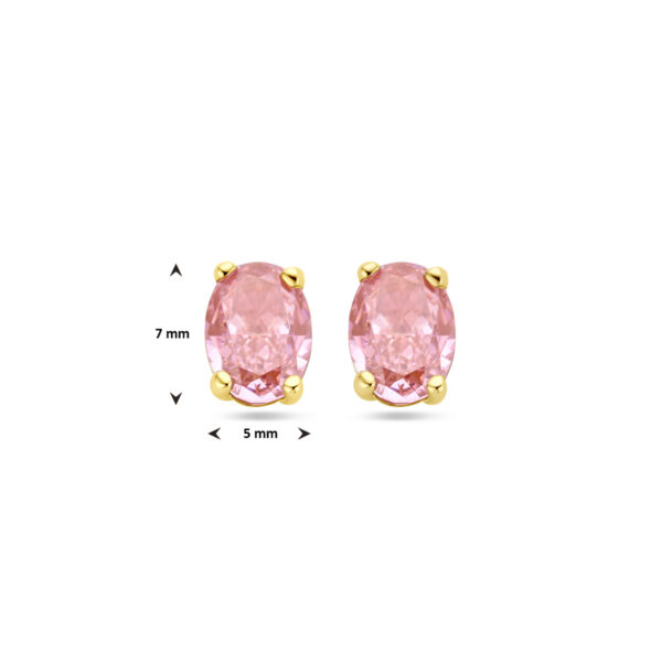 oorknoppen padparadscha zirkonia 14K geelgoud - Afbeelding 4