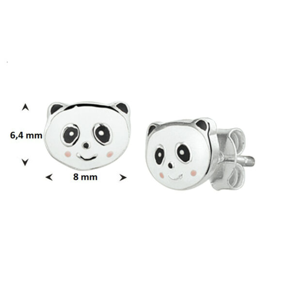 oorknoppen panda zilver wit - Afbeelding 2