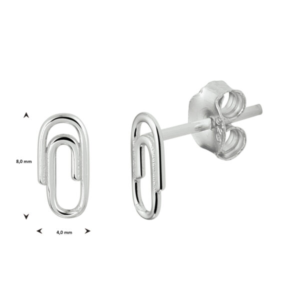oorknoppen paperclip zilver gerhodineerd - Afbeelding 3