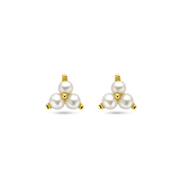 oorknoppen parel 1 micron zilver verguld (geel)