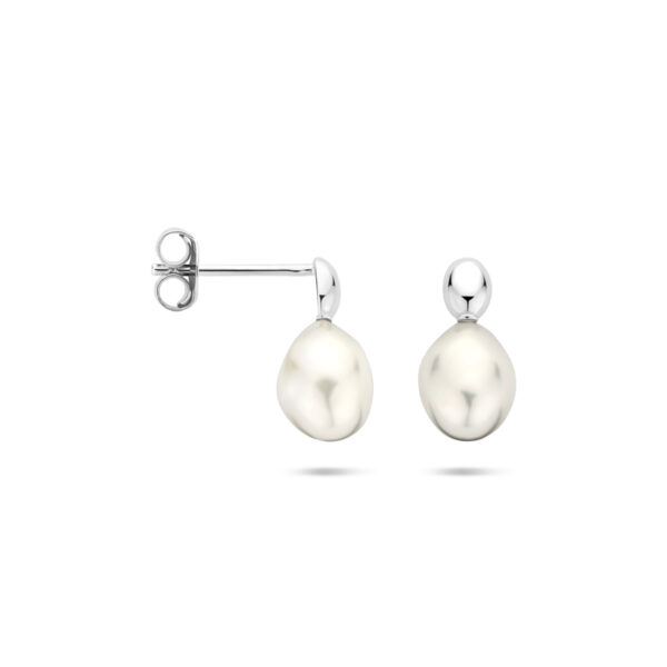 oorknoppen parel 13 mm zilver gerhodineerd - Afbeelding 3
