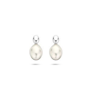 oorknoppen parel 13 mm zilver gerhodineerd