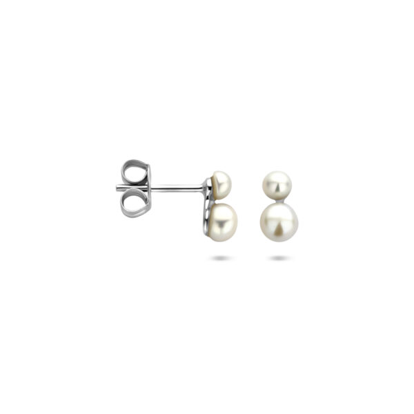 oorknoppen parel 7,5 mm zilver gerhodineerd - Afbeelding 3