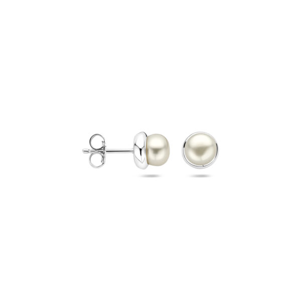 oorknoppen parel 7,5 mm zilver gerhodineerd - Afbeelding 3
