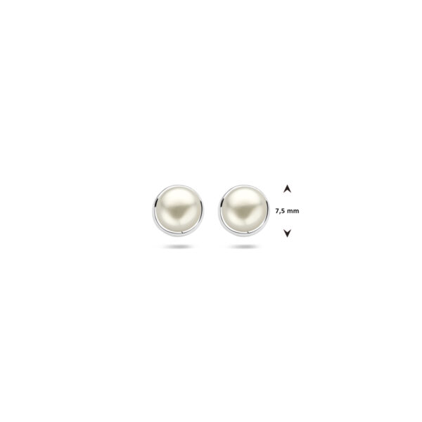 oorknoppen parel 7,5 mm zilver gerhodineerd - Afbeelding 4