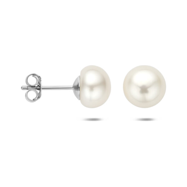 oorknoppen parel 9,3 mm zilver gerhodineerd - Afbeelding 3