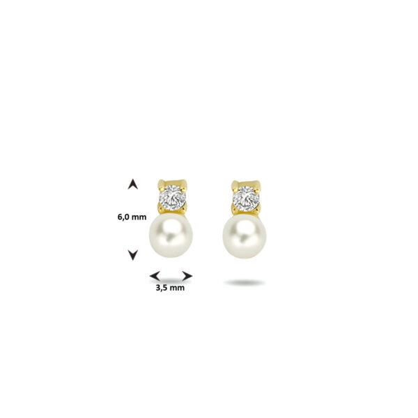 oorknoppen parel en zirkonia 14K geelgoud - Afbeelding 4