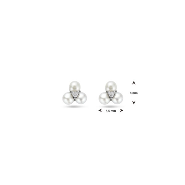 oorknoppen parel en zirkonia 4 mm zilver gerhodineerd - Afbeelding 4