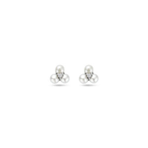 oorknoppen parel en zirkonia 4 mm zilver gerhodineerd