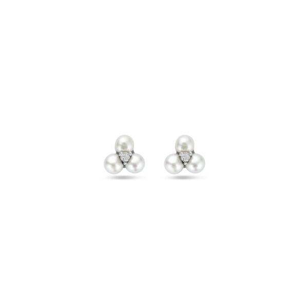 oorknoppen parel en zirkonia 4 mm zilver gerhodineerd