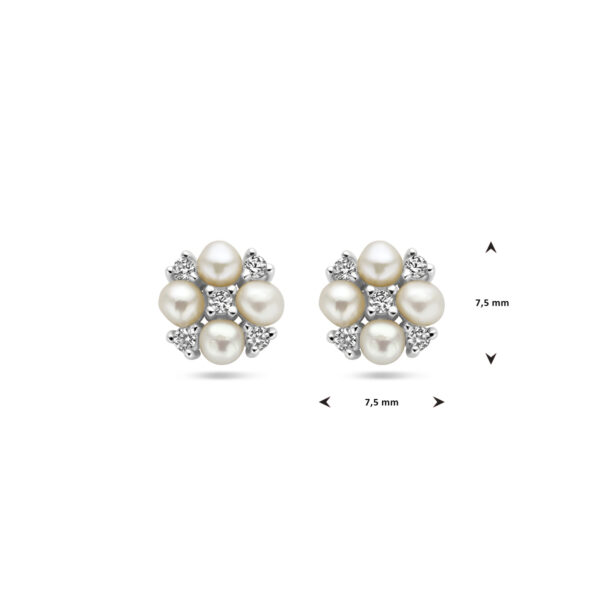 oorknoppen parel en zirkonia zilver gerhodineerd - Afbeelding 4
