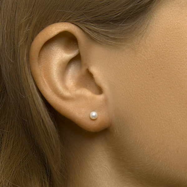 oorknoppen parel zilver gerhodineerd - Afbeelding 2