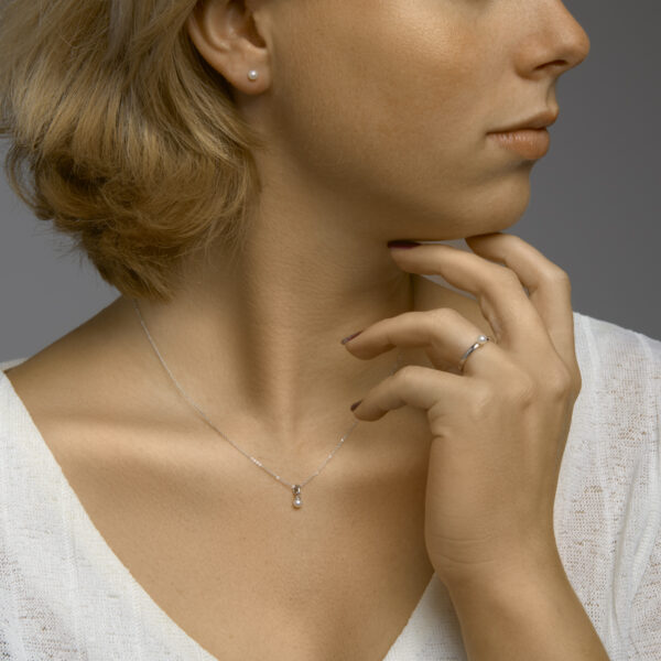 oorknoppen parel zilver gerhodineerd - Afbeelding 3