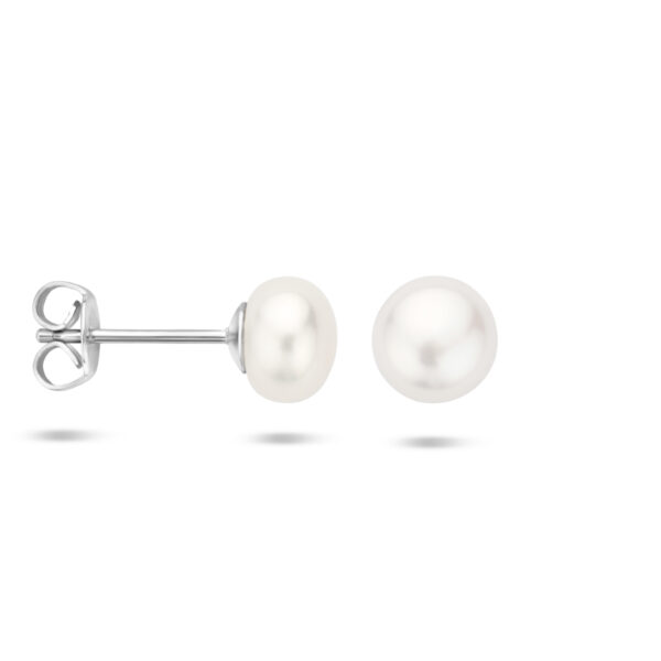 oorknoppen parel zilver gerhodineerd - Afbeelding 3