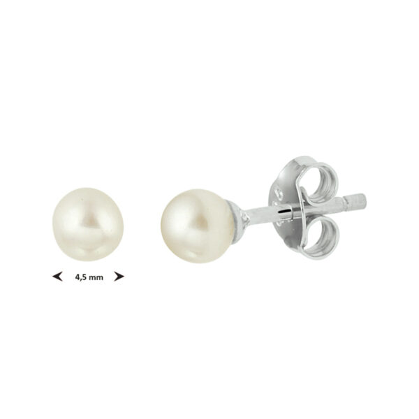 oorknoppen parel zilver gerhodineerd - Afbeelding 4