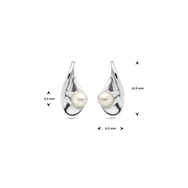oorknoppen parel zilver gerhodineerd - Afbeelding 4