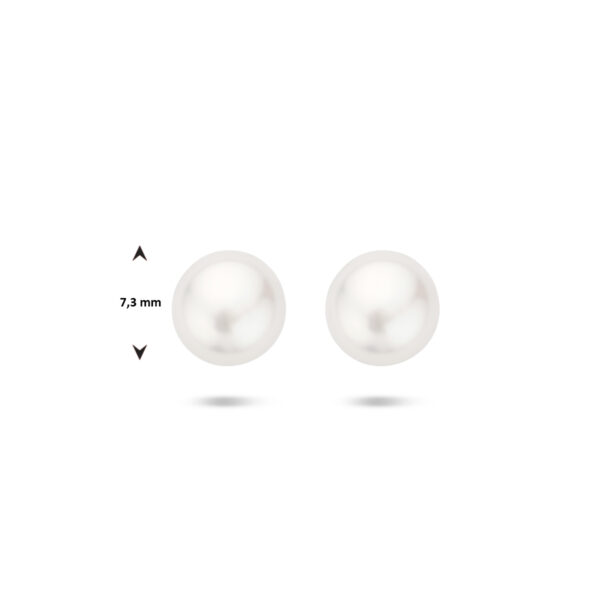 oorknoppen parel zilver gerhodineerd - Afbeelding 4