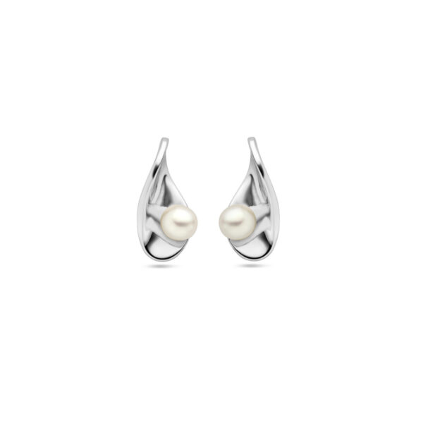 oorknoppen parel zilver gerhodineerd