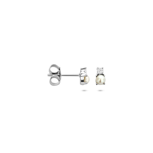oorknoppen parel zirkonia 5,5 mm zilver gerhodineerd - Afbeelding 3